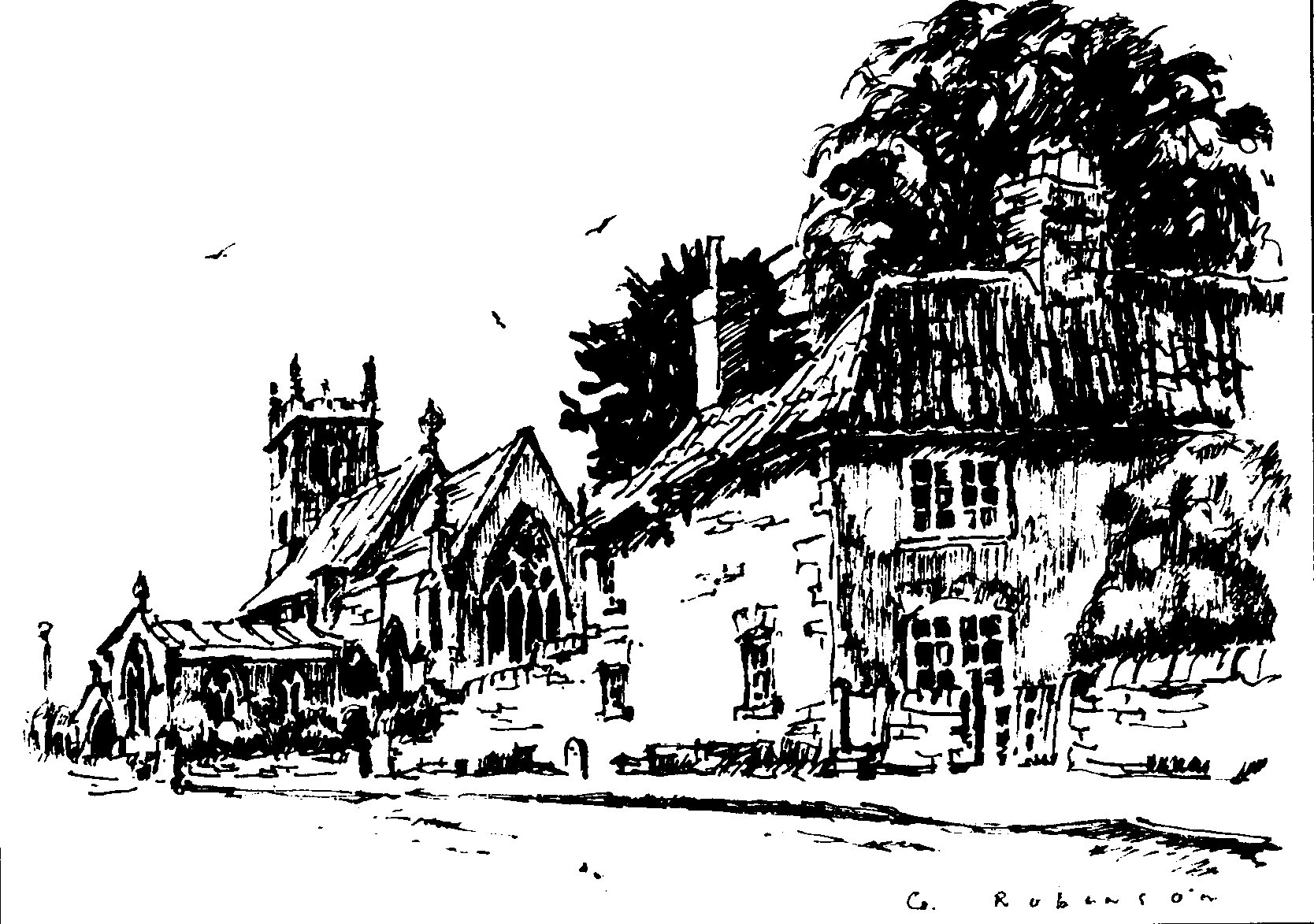 A drawing of the Church from High Sreet